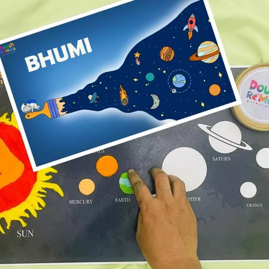Adventurous space theme dough mat for your playing dough