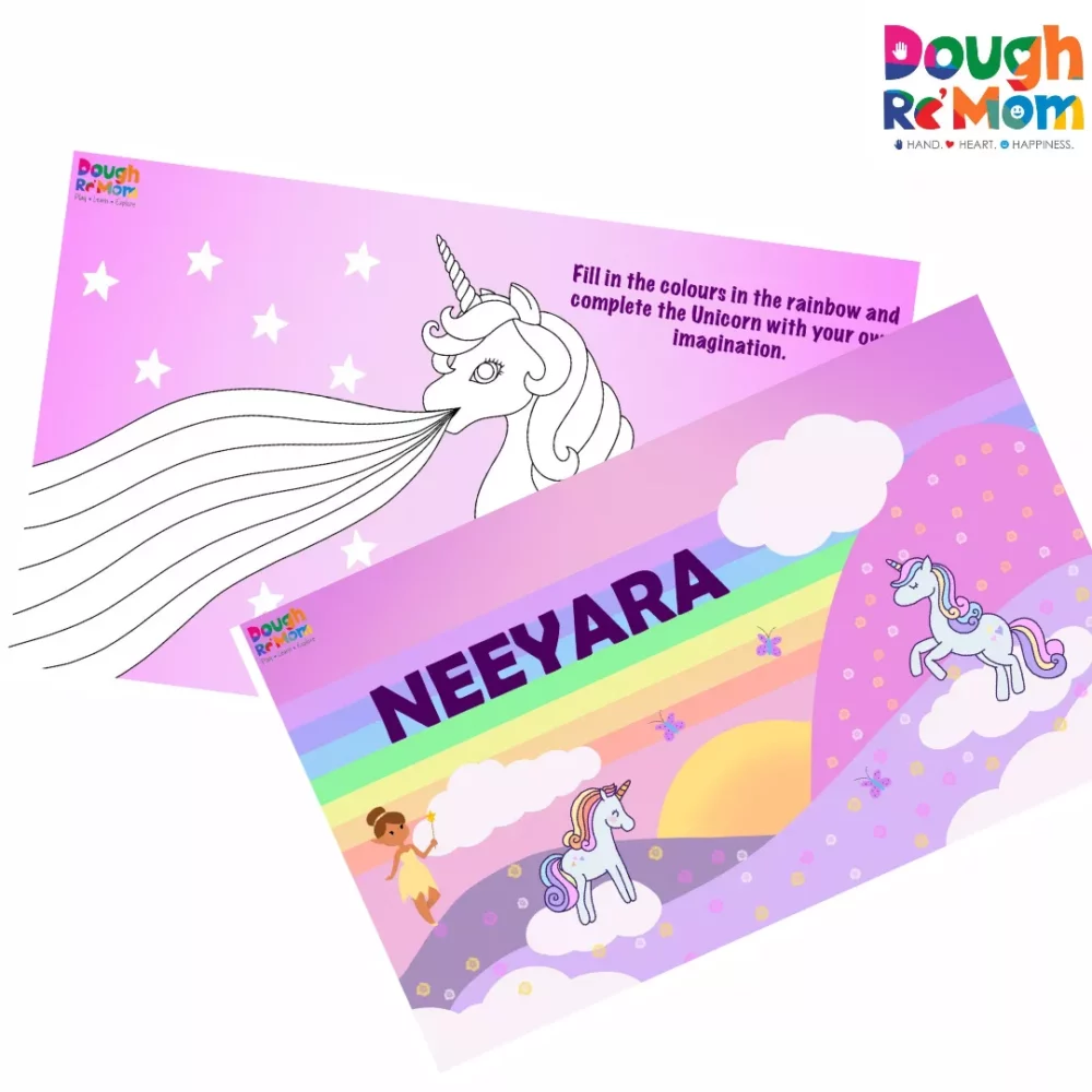 unicorn themed dough mat for play dough kits